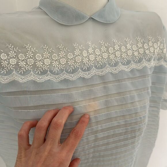 Vintage 40s Sheer Chiffon Angelic Blouse As Is - Picture 3 of 7